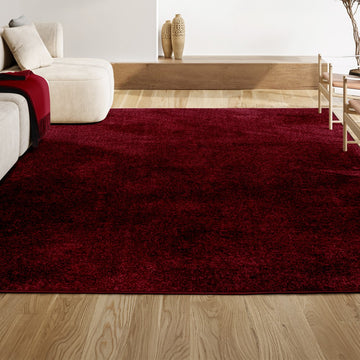 Haze Solid Low-pile Area Rug Dark Red